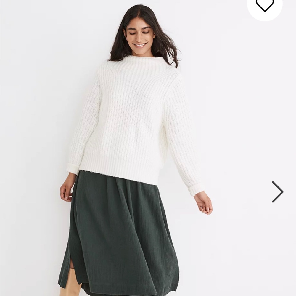 Madewell Loretto Mockneck Pullover Sweater in Antique Cream